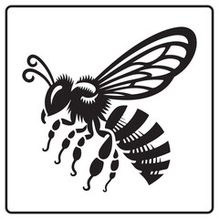 Honey bee silhouette Clip art and coloring book page, logo icon vector illustration on a white background Minimalistic aesthetic, isolated on a white background