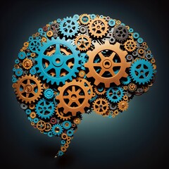 Cerebro engranes colores surrealista