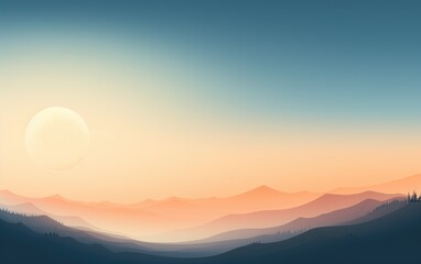 Fototapeta premium Tranquil Moon Minimalist Illustration | Peaceful Lunar Art on White Background for Text Overlay | Digital Cool Colors Serenity