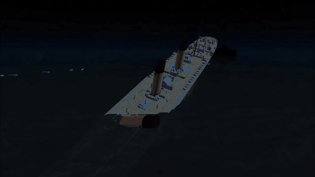 Sinking of titanic in ocean