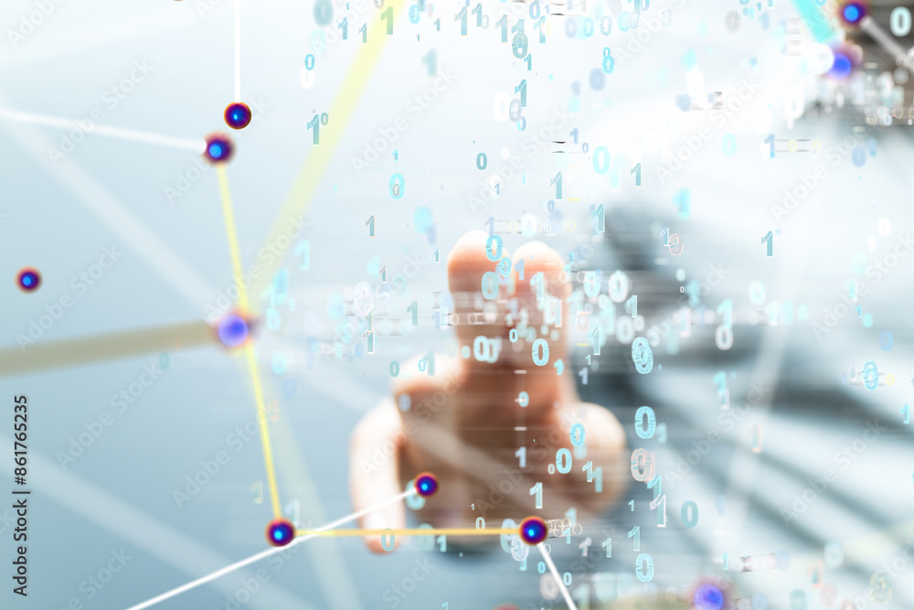 Poster conference digital network and data concept 3d
