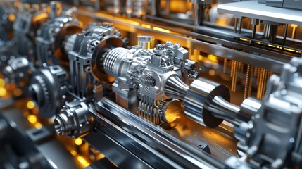 Fototapeta premium A close up view of a metal machine inside a factory