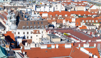 Vienna roofs landscape in aerial view