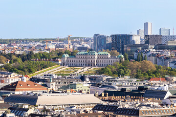 Vienna Belvedere gardens in high angle view