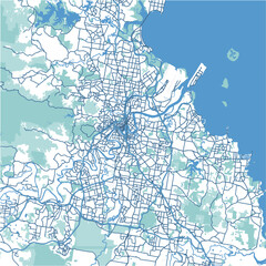 Layered vector map of Brisbane in Australia in a professional blue style