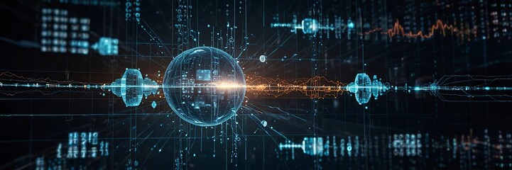 Obraz premium Digital technology background and software development new cloud computing Business Intelligence background