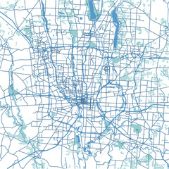 Layered vector map of Columbus in Ohio in a professional blue style