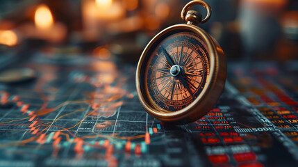 Compass on stock market data graph