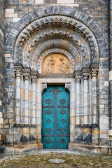 The old wooden door of the church. Rear entrance.
