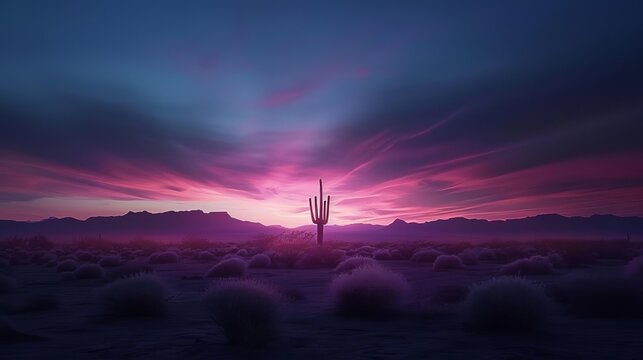 imagine a sunset over the Arizona desert with Suero cacti, and a dramatic sky