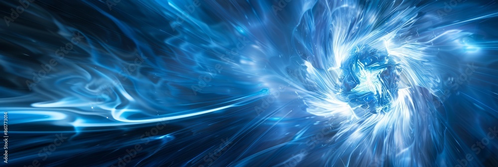 Aufkleber a commercial photograph showcasing an abstract closeup of blue light rays radiating from a central p