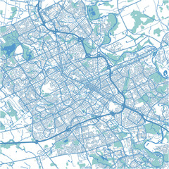 Layered vector map of Kitchener in Canada in a professional blue style