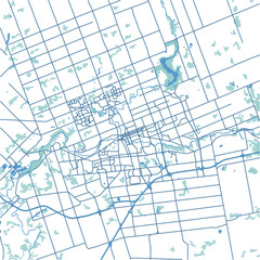 Layered vector map of London in Canada in a professional blue style