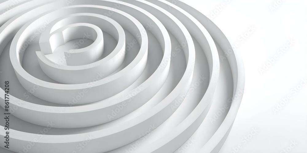 Poster digital design top view of rotating white concentric circle segments. concept digital design, top vi