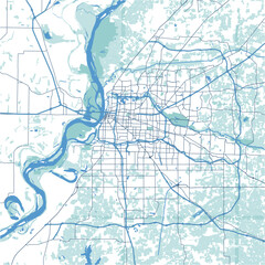 Layered vector map of Memphis in Tennessee in a professional blue style