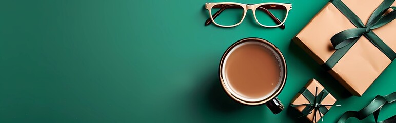 Elegant Celebration Banner Dark Green Design for Father’s Day and Birthdays