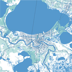 Layered vector map of New Orleans in Louisiana in a professional blue style