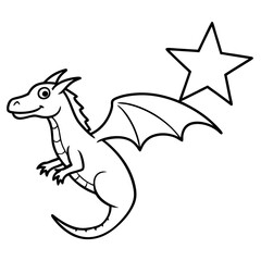 Fototapeta premium Dragon in space outline for coloring book
