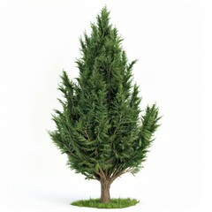 Fototapeta premium A cypress tree with feathery, scalelike leaves and a slender form isolated on a white background
