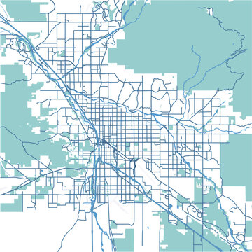 Layered vector map of Tucson in Arizona in a professional blue style