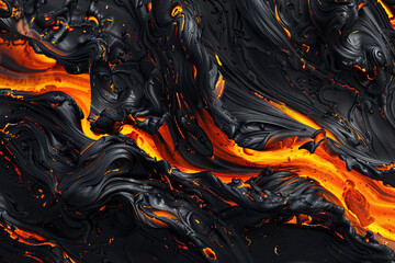 Obraz premium Generative ai on theme of erupting volcano with cascading hot lava surrounded thick white smoke