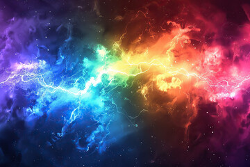 Fototapeta premium Generative ai on theme of scary bright electric lightning bolt with branches in the night dark sky