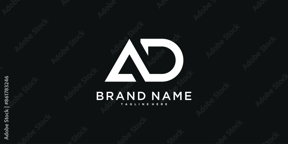 Wall mural AD letter logo design with modern style. Preamium Vector