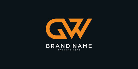 CW letter logo design with modern style. Preamium Vector