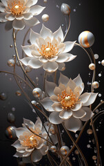 background with 3d flowers golden