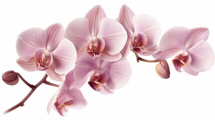 Naklejka premium A sophisticated orchid with intricate, delicate petals in a soft pink hue isolated on a white background