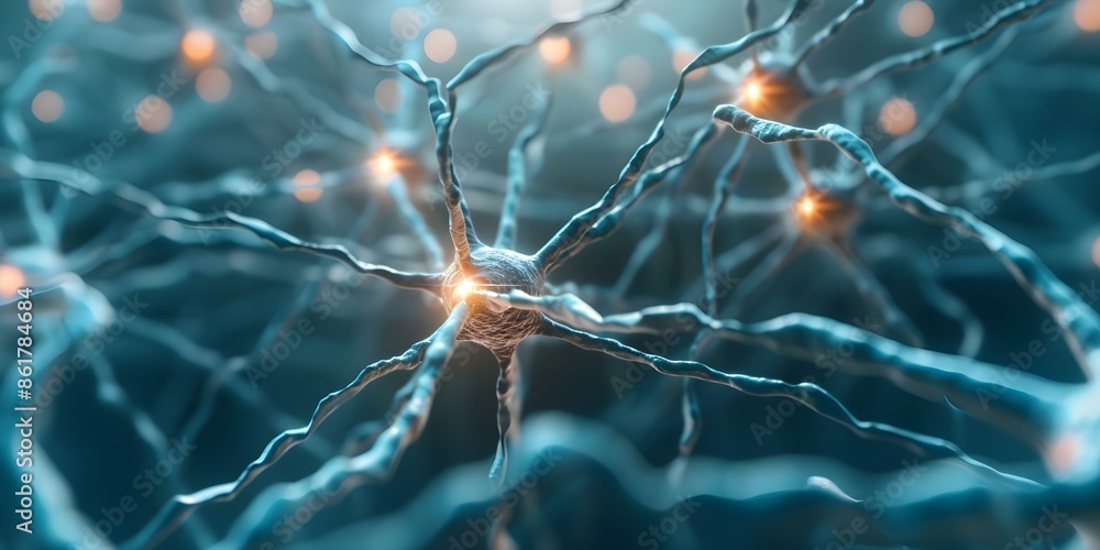 Aufkleber illustration of complex neural network connections in the brain. concept neural network, brain conne