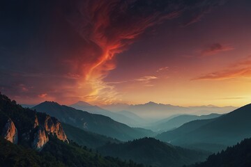 sunset over the mountains