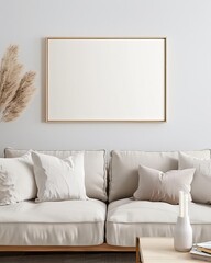 Create an image of a mockup frame in a cozy living room setting The room should be styled with plush furniture