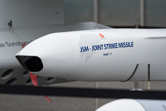 BERLIN - JUNE 05, 2024: The joint strike missile (JSM) by Kongsberg Defence and Aerospace. ILA Berlin Air Show 2024.