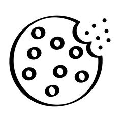 
Illustration depicting a black cookie icon on a white background