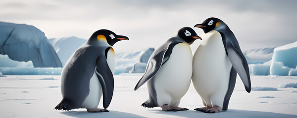 Obraz premium funny penguin comic illustration. Extremely detailed high resolution illustration