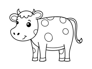 Cartoon Cow Coloring Page for Kids Vibrant Cartoon Cow Illustration for Coloring Fun Whimsical Cow Character Coloring Sheet for Children Happy Cow Cartoon Drawing for Creative Coloring