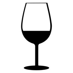 A black silhouette of a wine glass against a white background