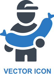 Delivery Man with Sausage Icon