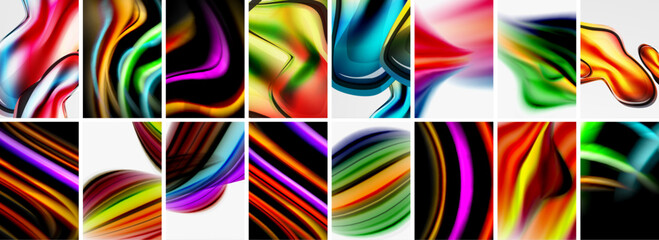 Collection of abstract background with waves, colorful shapes and 3d shadow effect. Vector Illustration For Wallpaper, Banner, Background, Card, Book Illustration, landing page