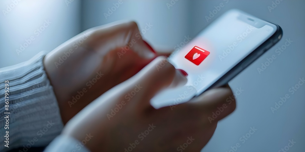Poster digital device screen shows phishing scam warning being deleted by users hand. concept cybersecurity