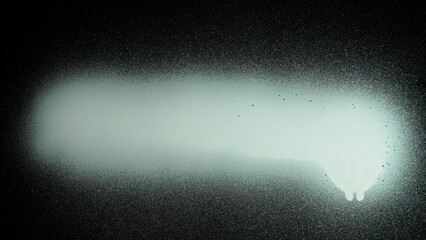 Person using graffiti spray white paint and drawing directly on black glass screen isolated background, opposite view scene.