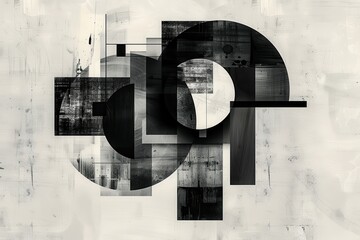 Black and white abstract geometric shapes combined in a modern artistic design. Perfect for backgrounds, posters, or contemporary decor.