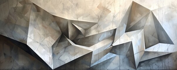 A series of geometric shapes overlapping and intersecting, creating a sense of movement and dynamism.