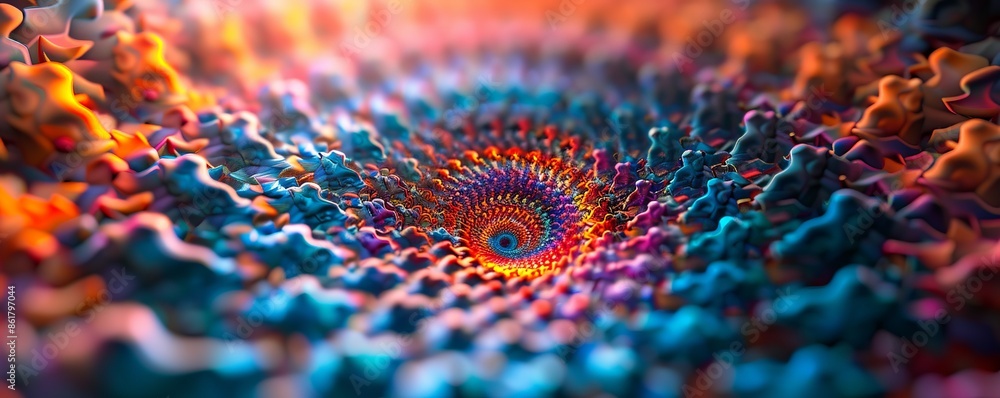 Poster a mesmerizing kaleidoscope pattern, its swirling colors and patterns creating a hypnotic effect.