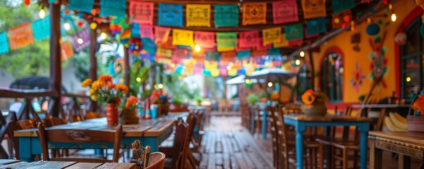 Obraz premium A lively Cinco de Mayo fiesta with mariachi music, dancing, and colorful decorations.