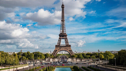 Fototapeta premium A view of the Eiffel Tower in the heart of Paris, France