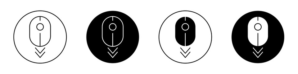 Scroll down computer mouse outlined icon vector collection.