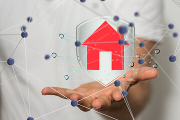 home data. Digital cyberspace with particles and Digital data network connections concept.