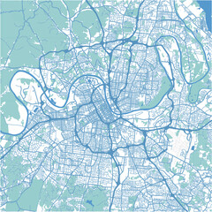 Layered vector map of Nashville in Tennessee in a professional blue style